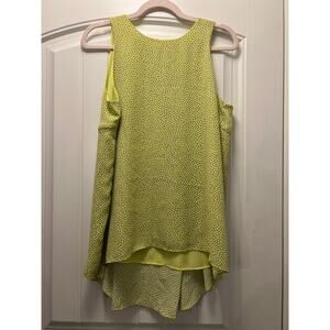 Vince Camuto Women’s Pleated Back Hi-Low Summer Boho Tank Top Size S Yellow Gray